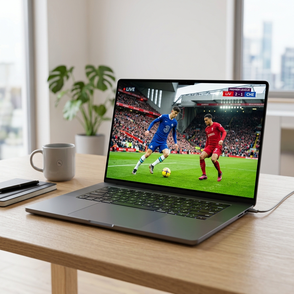 Live Sports IPTV Streaming on Laptop in HD